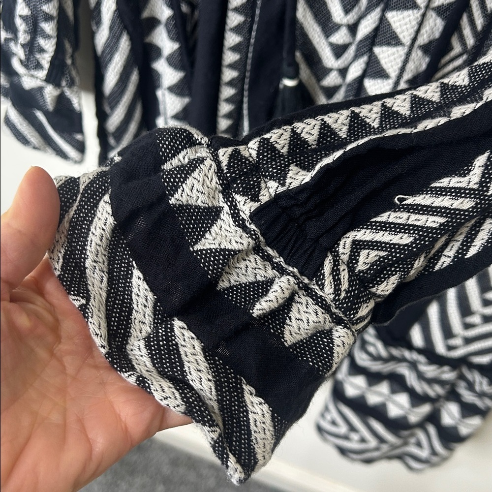ANTHROPOLOGIE Dominique Tunic Dress Boho Black White Size Small Petite - Picture 13 of 16